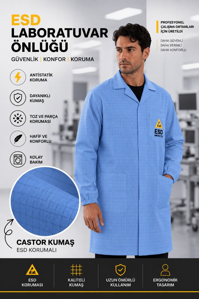 CASTOR ESD laboratuvar önlüğü